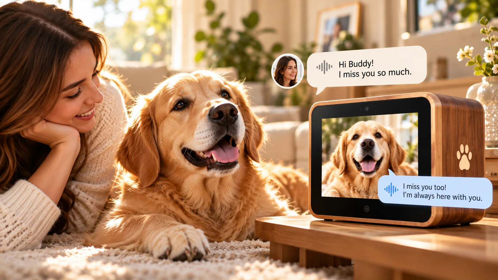 Concept illustration of a digital pet memorial device